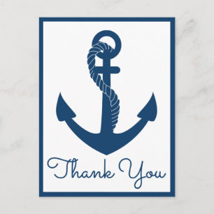 Carte Postale Merci nautique Marine Ancre Mariage Plage Océan