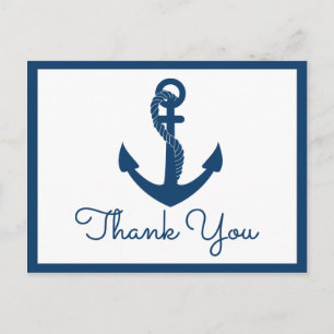 Carte Postale Merci nautique Marine Ancre Mariage Plage Océan
