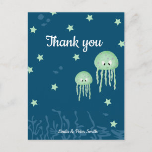 Carte Postale Merci neutre de méduse verte personnalisée
