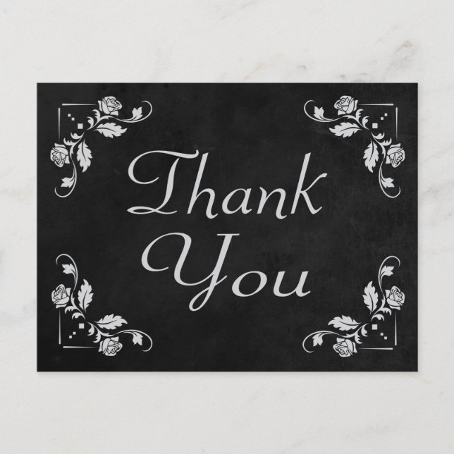 Carte postale Merci noir Chalkboard Floral (Devant)