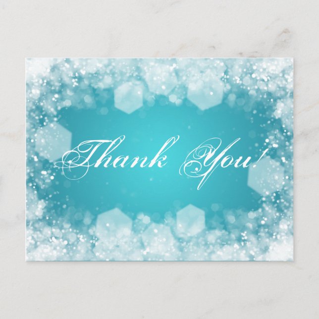 Carte Postale Merci Note Baby shower Nuit Étincelle Turquoise (Devant)