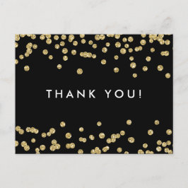 Carte Postale Merci Note Gold Faux Parties scintillant Confetti 