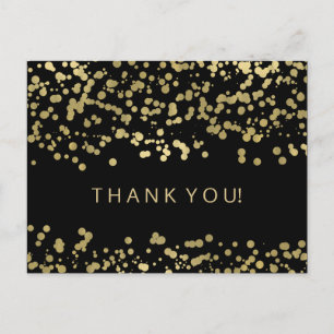 Carte Postale Merci Note Gold Foil Confetti