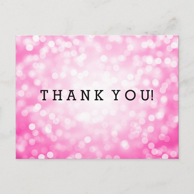 Carte Postale Merci Note Lumières Parties scintillant rose (Devant)