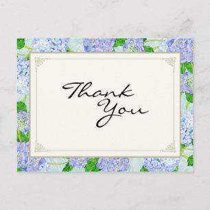 Carte Postale Merci Notes Blue Hydrangea dentelle Floral Forme
