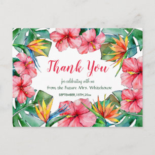 Carte Postale Merci nuptial tropical de l'Hibiscus hawaïen