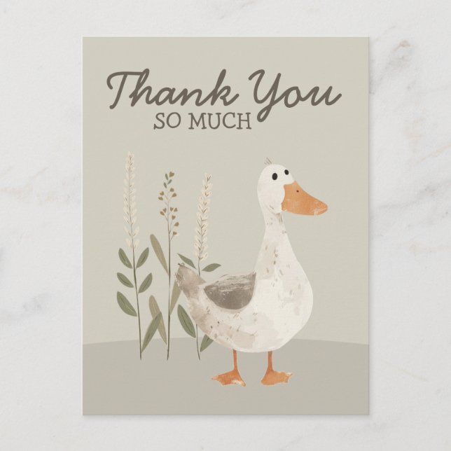 Carte postale Merci oie à l'aquarelle mignonne (Devant)
