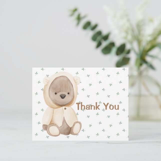 Carte postale Merci Ours Aquarelle Cute (Debout devant)