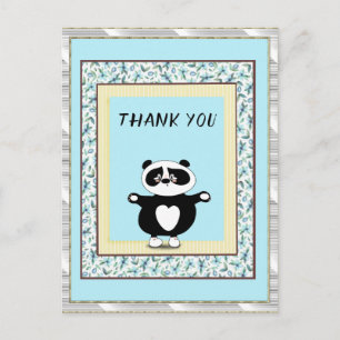 Carte Postale Merci Panda Ours Mint Floral