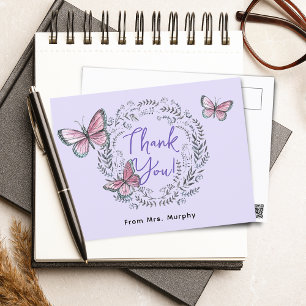 Carte Postale Merci papillon de l'enseignant