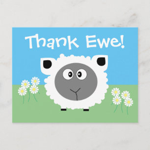 Carte Postale Merci Personnalisé Cute Funny Sheep Daisy