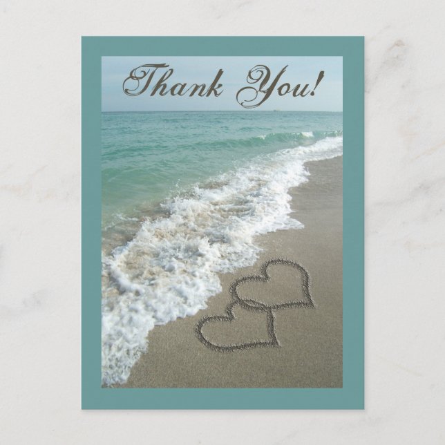 Carte postale Merci personnalisée - Coeurs de sabl (Devant)