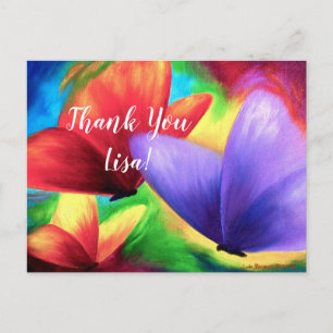Carte postale Merci personnalisée Papillons coloré
