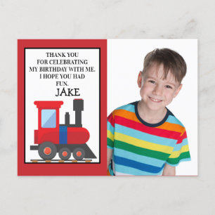 Carte Postale Merci photo d'anniversaire du train rouge