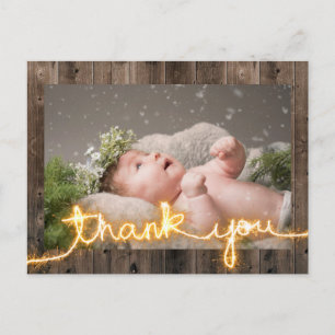 Carte Postale Merci photo de Baby shower en bois rustique