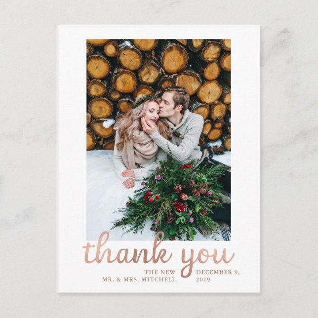 Carte Postale Merci photo de Mariage d'or Rose rustique (Devant)