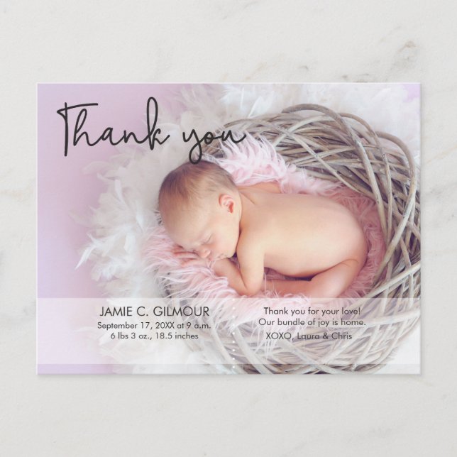 Carte Postale Merci photo de petite fille personnalisée (Devant)