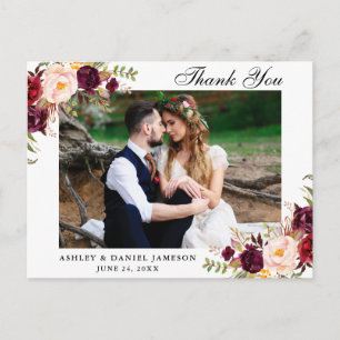Carte Postale Merci photo du Mariage Floral Bourgogne