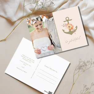 Carte Postale Merci photo du Mariage nautique Boho