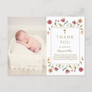 Carte Postale Merci photo fleur sauvage du baptême
