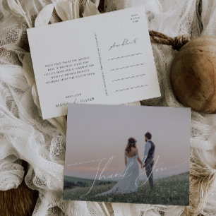 Carte Postale Merci photo horizontal de script lunaire