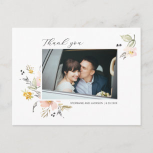 Carte Postale Merci photo Mariage à fleurs doux