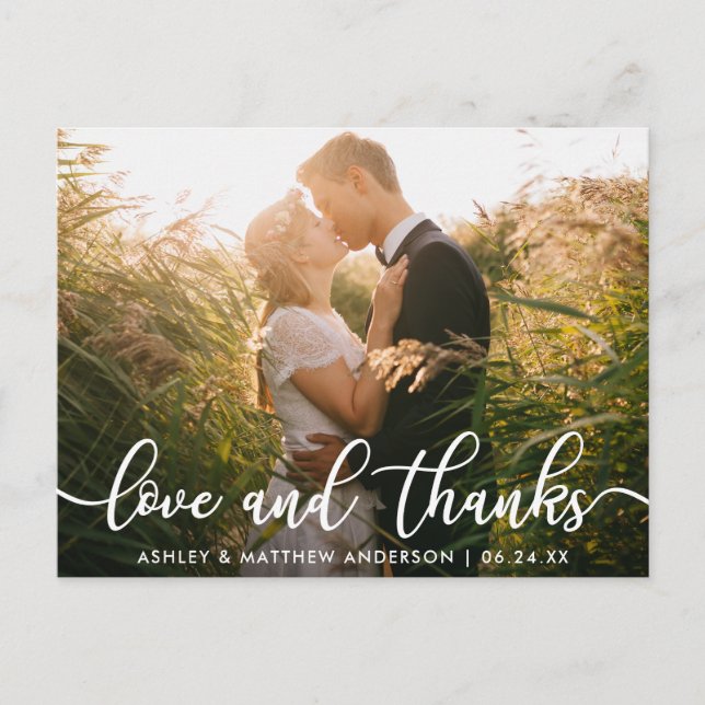 Carte Postale Merci photo mariage | Amour et Merci (Devant)