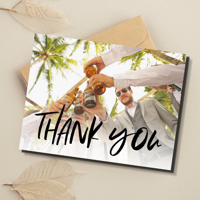 Carte Postale Merci photo Mariage Best Man (Best Man Wedding Photo Thank You Postcard)