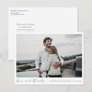 Carte Postale Merci photo Mariage bleu simple