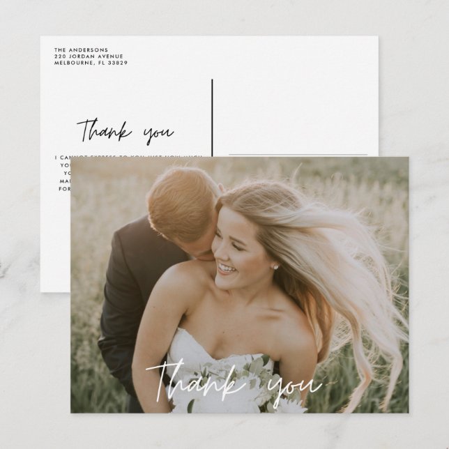 Carte Postale Merci photo Mariage de la Bridesmais (Devant / Derrière)