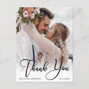 Carte Postale Merci photo Mariage manuscrit moderne