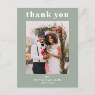 Carte Postale Merci photo Mariage moderne Sage Vert