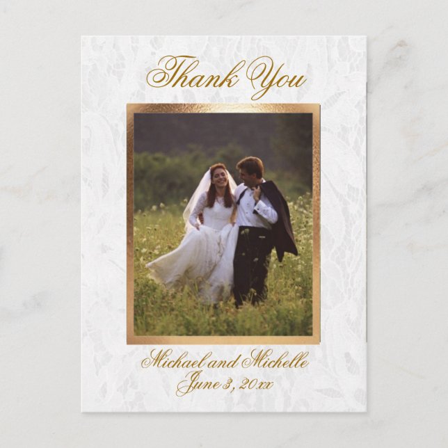 Carte postale Merci photo Mariage personnalisable (Devant)