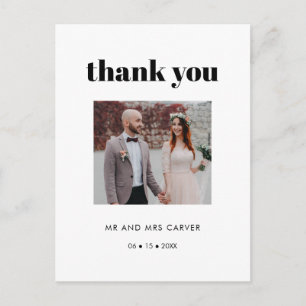 Carte Postale Merci photo mariage simple et élégant