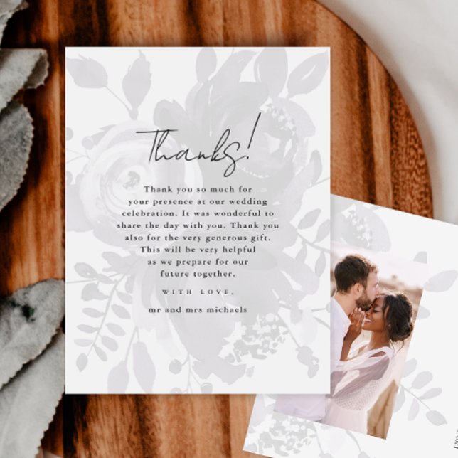 Carte Postale Merci photo Mariage violet Chic Floral superpositi (Créateur téléchargé)