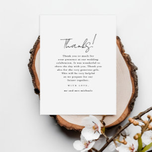 Carte Postale Merci photo minimaliste Mariage noir et blanc