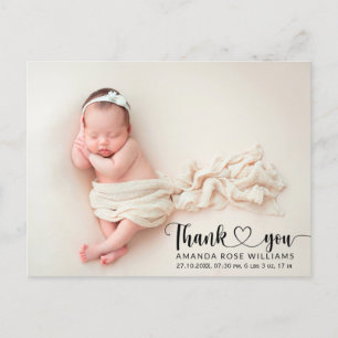 Carte Postale Merci photo moderne Faire-part de naissance bébé