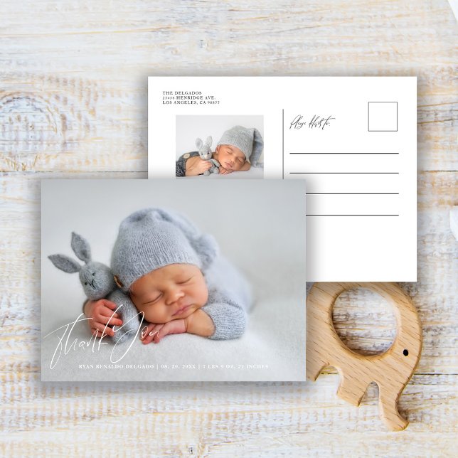 Carte Postale Merci photo pour bébé nouveau-né Faire-part de nai (Créateur téléchargé)