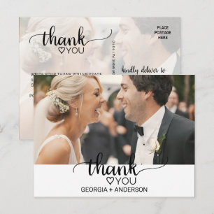 Carte Postale Merci photo simple en calligraphie noire