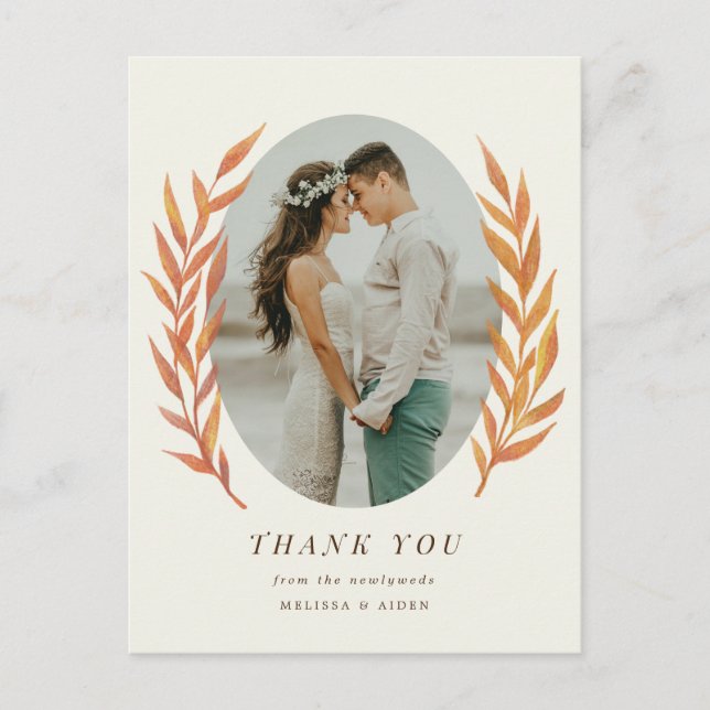 Carte Postale Merci photo simple Mariage orange (Devant)