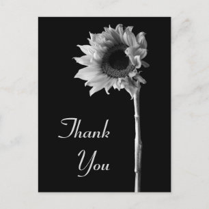 Carte Postale Merci photo tournesol noir et blanc
