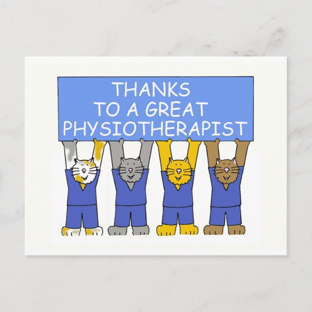 Carte Postale Merci Physiothérapeute caricaturiste chats (Devant)
