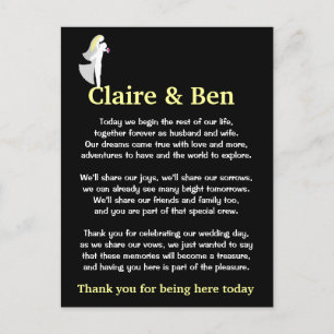 Carte Postale Merci poème pour les invités du jour de mariage
