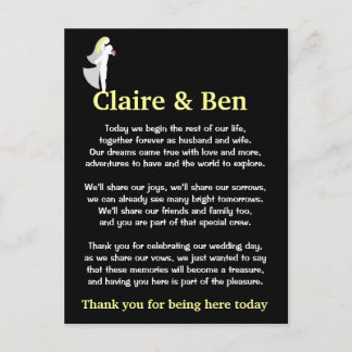 Carte Postale Merci poème pour les invités du jour de mariage