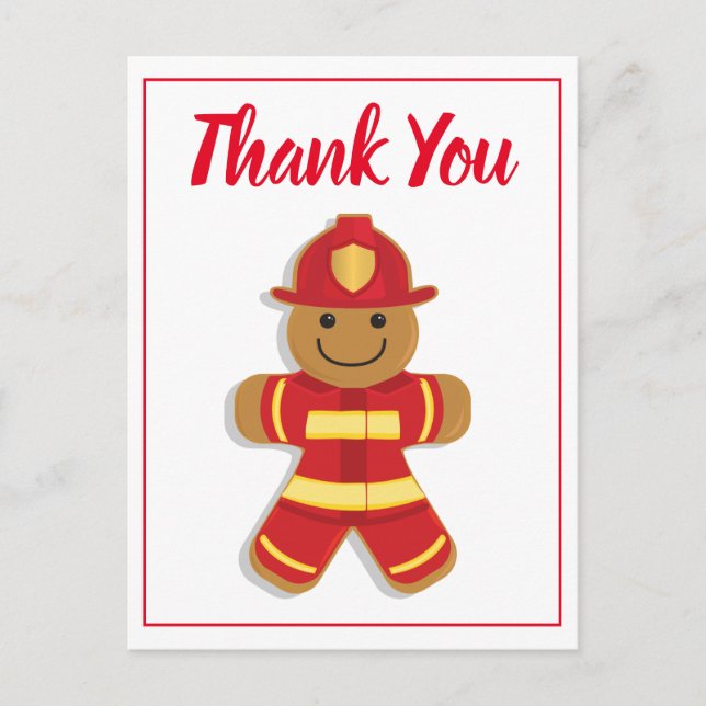 Carte Postale Merci Pompier Homme en pain d'épice (Devant)