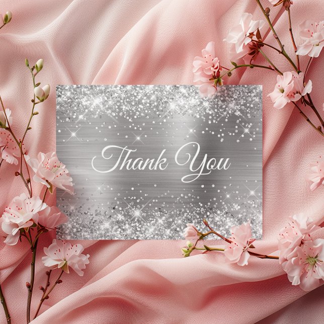 Carte Postale Merci pour ces 60 ans d'anniversaire pailletés de  (Glittery Silver Foil 60th Birthday Thank You Postcard)