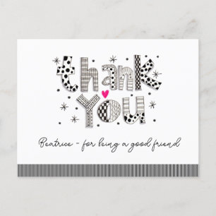 Carte Postale Merci pour être mon ami Whimsical Letters