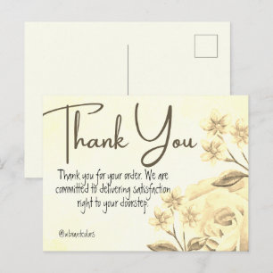Carte Postale Merci pour l'achat Aquarelle florale jaune