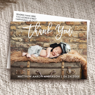 Carte postale Merci pour le nouveau bébé en écritu