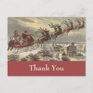 Carte Postale Merci pour un Noël vintage